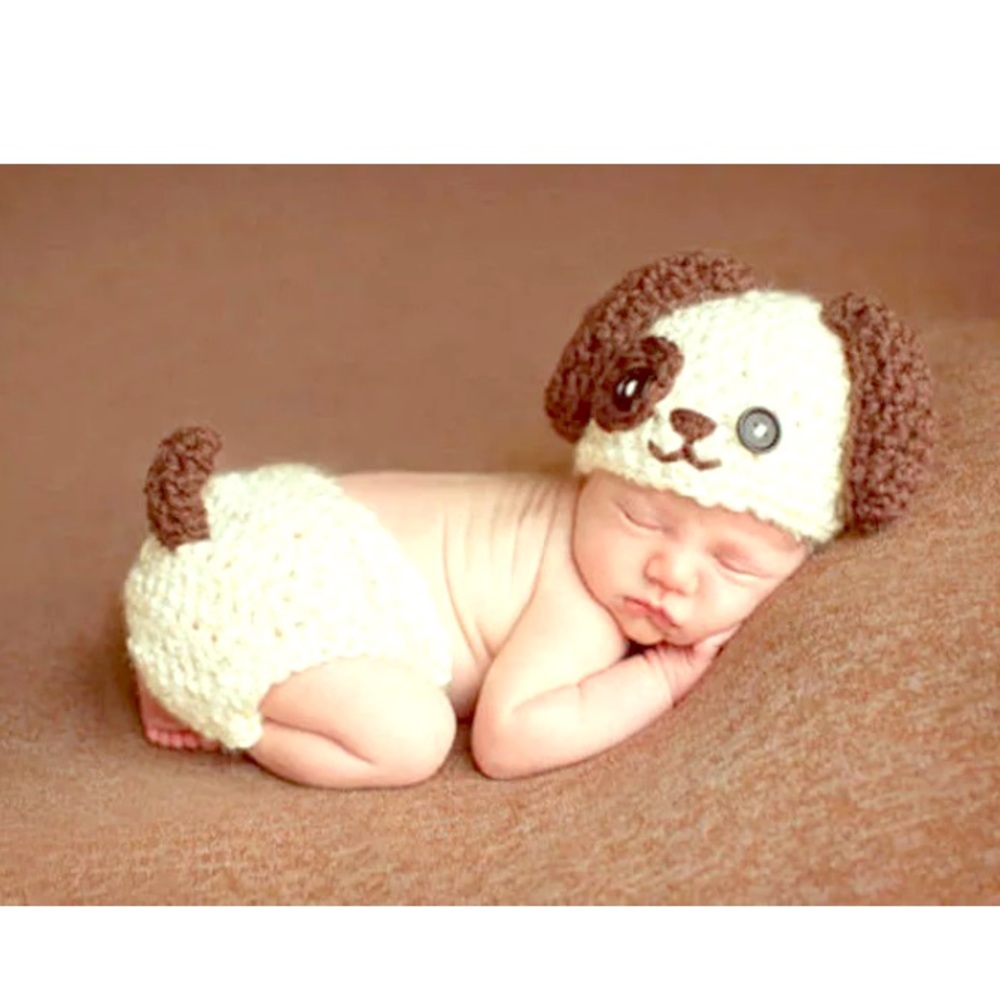 Newborn Crocheted Dog Photo Prop Costume